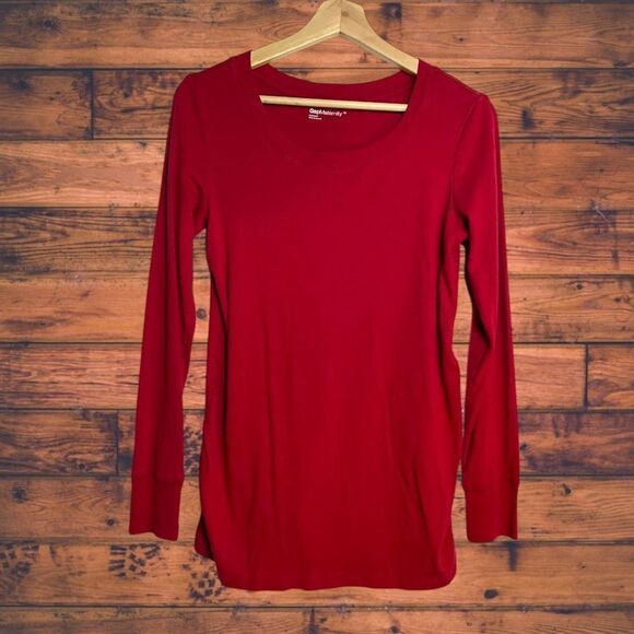 5 for $25🔥Gap Maternity Red Long Sleeve T-Shirt Medium - Picture 1 of 5